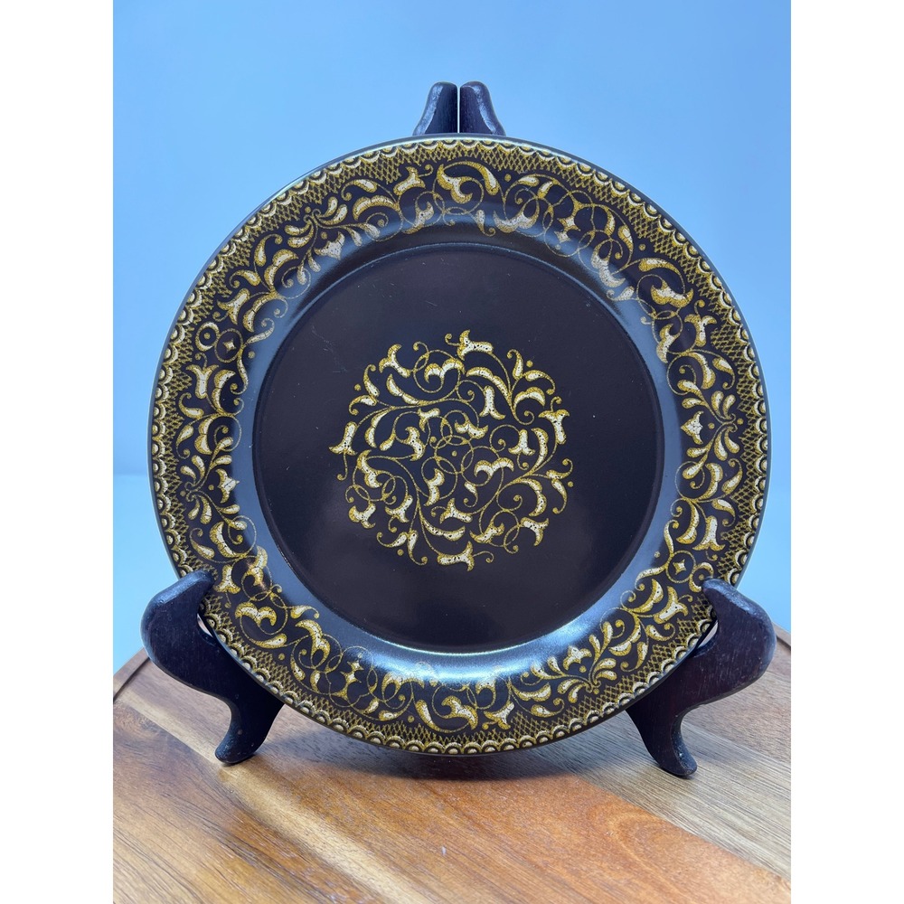 Vintage Dark Brown Gold Medallion Pattern Charger Plates Set‎ of 5  Decorative - Picture 8 of 14